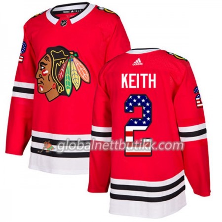 Chicago Blackhawks Hockeydrakt Duncan Keith 2 2017-2018 USA Flag Fashion Svart Adidas Authentic - Herre